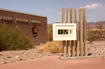 The American Southwest is baking under the first heatwave of the year. The hottest surface temperature recorded on Earth was 134 degrees in Death Valley on July 10, 1913. The secret to the record heat is that Death Valley is below sea level and temperatures rise as air sinks lower. The American Southwest is baking under the first heatwave of the year. The hottest surface temperature recorded on Earth was 134 degrees in Death Valley on July 10, 1913. The secret to the record heat is that Death Valley is below sea level and temperatures rise as air sinks lower.