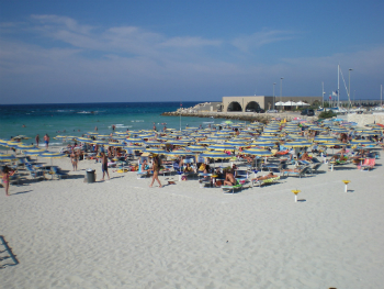San Foca beach where Fr. Calogiuri blesses the beachgoers each year. San Foca beach where Fr. Calogiuri blesses the beachgoers each year.