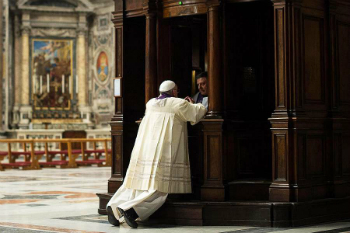 Even the Pope goes to confession. Even the Pope goes to confession.