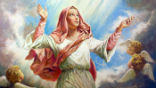 The Virgin Mary was assumed into heaven, and lives today with God and all the saints. Image of The Virgin Mary was assumed into heaven, and lives today with God and all the saints.