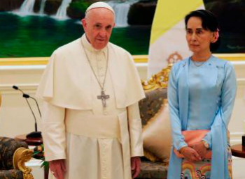 Pope Francis with Aung San Suu Kyi. Pope Francis with Aung San Suu Kyi.