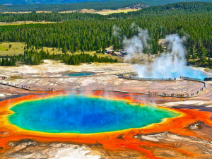 Volcanic activity is responsible for the beautiful sights around the park. Volcanic activity is responsible for the beautiful sights around the park.