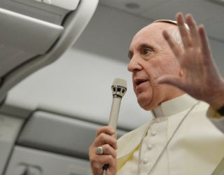 Pope Francis held an interview with journalists during his flight returning to Rome from Bangladesh. Pope Francis held an interview with journalists during his flight returning to Rome from Bangladesh.