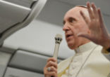 Pope Francis held an interview with journalists during his flight returning to Rome from Bangladesh. Image of Pope Francis held an interview with journalists during his flight returning to Rome from Bangladesh.