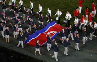 North Korean athletes march under their own banner in the 2016 Olympics. In a few weeks, they will march under a unified banner with South Korea. North Korean athletes march under their own banner in the 2016 Olympics. In a few weeks, they will march under a unified banner with South Korea.