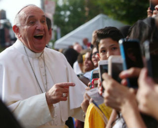Pope Francis tells the youth to evangelize through the digital world. Pope Francis tells the youth to evangelize through the digital world.