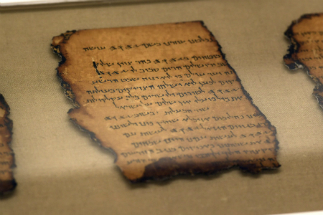 Most of the scrolls are in fragments, damaged by fire, the elements, and time itself. Most of the scrolls are in fragments, damaged by fire, the elements, and time itself.