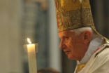 Pope Emeritus Benedict XVI holding the Pascal Candle 2012 Image of Pope Emeritus Benedict XVI holding the Pascal Candle 2012