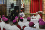 Pope Francis with Madagascar's bishops Image of Pope Francis with Madagascar's bishops