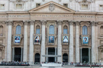 Banners at St. Peters Square of the future saints Banners at St. Peters Square of the future saints