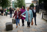 Sarah Ewart L Jane Christie R and Grainne Teggart C leave Belfast High Court Image of Sarah Ewart L Jane Christie R and Grainne Teggart C leave Belfast High Court