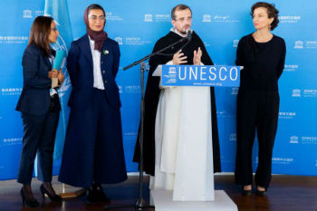 Brother Nicolas Tixier speaks at the signing of an agreement between the UAE and UNESCO Brother Nicolas Tixier speaks at the signing of an agreement between the UAE and UNESCO