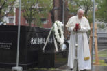 Pope Francis prays at the Nagasaki ground zero site on Nov 24 2019 Image of Pope Francis prays at the Nagasaki ground zero site on Nov 24 2019