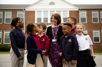 Principal Claire Dant with students at Bethel Christian Academy in Savage Maryland Principal Claire Dant with students at Bethel Christian Academy in Savage Maryland