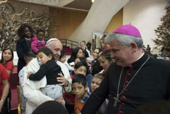 Pope Francis with children of the Santa Marta Dispensary Image of Pope Francis with children of the Santa Marta Dispensary