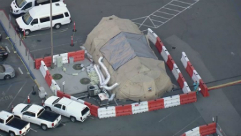 The Loma Linda Medical Center in Southern California has erected a special tent to facilitate the sharp increase in flu cases. Image of The Loma Linda Medical Center in Southern California has erected a special tent to facilitate the sharp increase in flu cases.