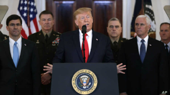 President Trump announced new sanctions against Iran, but did not announce any military retaliation against the arguably ineffective missile attack by Iran. Peace appears likely, for now. Image of President Trump announced new sanctions against Iran, but did not announce any military retaliation against the arguably ineffective missile attack by Iran. Peace appears likely, for now.