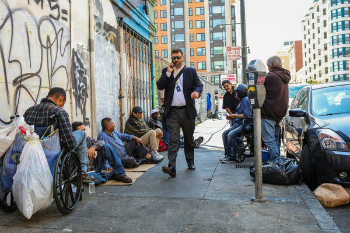 In San Francisco, everywhere there is a stark contrast between the wealthy and the poor. Image of In San Francisco, everywhere there is a stark contrast between the wealthy and the poor.