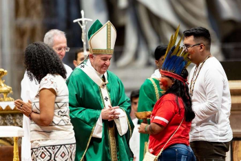 Pope Francis at the opening Mass for the Amazon synod Oct 6 2019 Image of Pope Francis at the opening Mass for the Amazon synod Oct 6 2019