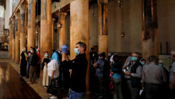 Bethlehem's Church of the Nativity closed due to coronavirus fears. Image of Bethlehem's Church of the Nativity closed due to coronavirus fears.