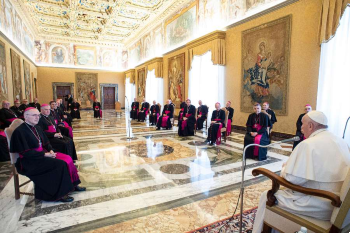 French bishops audience with Pope Francis March 9 2020 Image of French bishops audience with Pope Francis March 9 2020