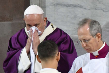 Pope Francis during Ash Wednesday Mass Feb. 26 2020 Image of Pope Francis during Ash Wednesday Mass Feb. 26 2020