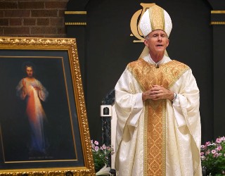 Bishop Strickland during Sunday Mass. Bishop Strickland during Sunday Mass.