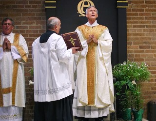 Bishop Strickland during Mass for the Third Sunday of Easter. Bishop Strickland during Mass for the Third Sunday of Easter.