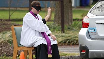 Catholic churches have survived the pandemic with strict social distancing measures. Now, they are preparing to reopen. Image of Catholic churches have survived the pandemic with strict social distancing measures. Now, they are preparing to reopen.