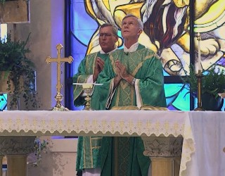 Bishop Strickland celebrating Sunday Mass. Bishop Strickland celebrating Sunday Mass.