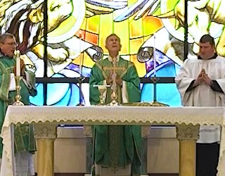 Bishop Strickland during a Sunday Mass. Image of Bishop Strickland during a Sunday Mass.