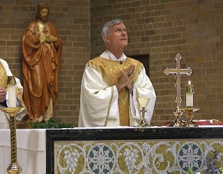 Bishop Strickland during a previous Mass. Image of Bishop Strickland during a previous Mass.