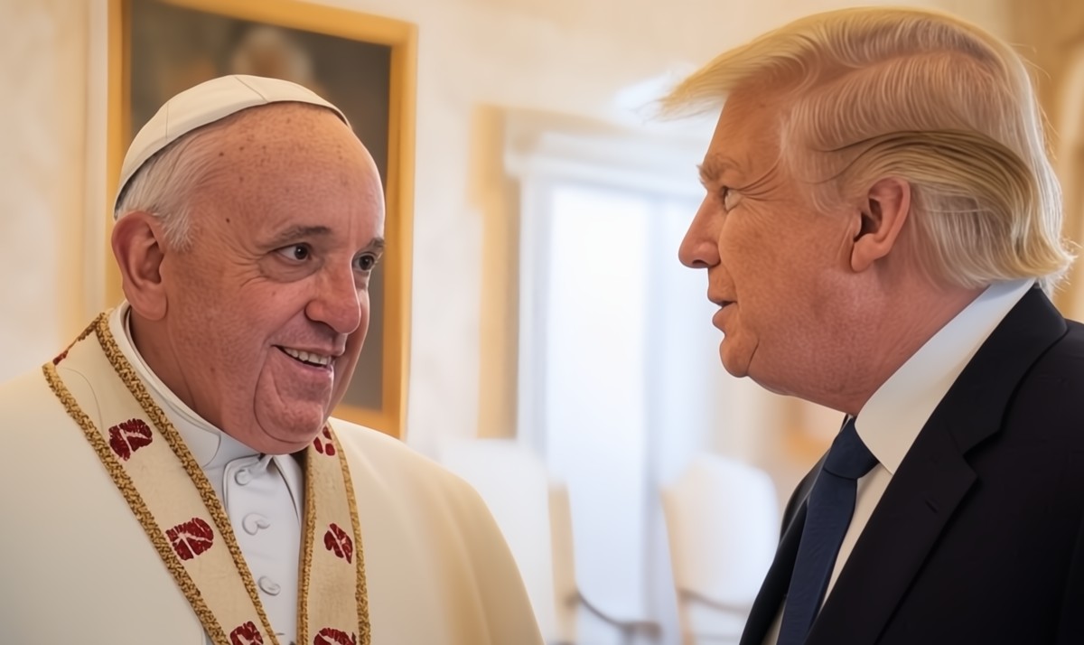 An AI rendering of Pope Francis and Donald Trump. An AI rendering of Pope Francis and Donald Trump.