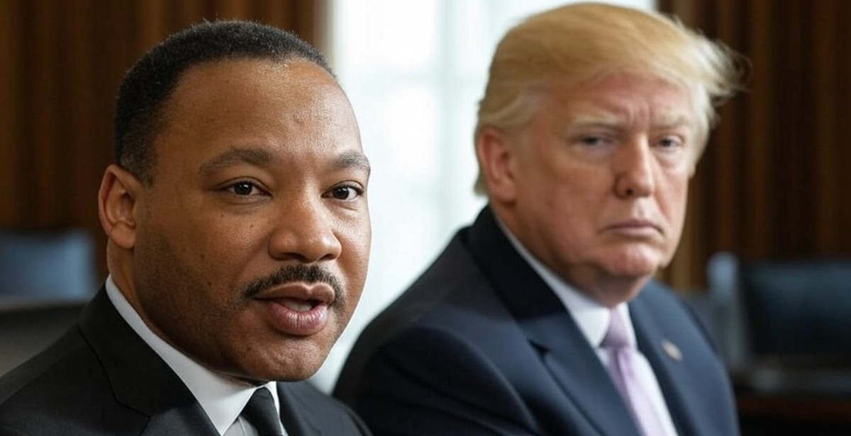 An AI rendering of Martin Luther King Jr and Donald Trump together. An AI rendering of Martin Luther King Jr and Donald Trump together.