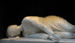 The legendary statue of St. Cecilia or she is depicted lying at the moment of her passing, with her fingers giving silent but powerful testimony to the truth of the Trinity. Image of The legendary statue of St. Cecilia or she is depicted lying at the moment of her passing, with her fingers giving silent but powerful testimony to the truth of the Trinity.