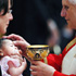 POPE BLESSES BABY DURING MASS – Pope Benedict XVI blesses a baby during a Mass in St. Peter's Basilica at the Vatican June 29. In remarks made before praying the July 2 Angelus in St. Peter's Square, the pope urged the world's families to be Image of POPE BLESSES BABY DURING MASS – Pope Benedict XVI blesses a baby during a Mass in St. Peter's Basilica at the Vatican June 29. In remarks made before praying the July 2 Angelus in St. Peter's Square, the pope urged the world's families to be