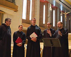 MONKS SING DURING PRACTICE SESSION AT KANSAS MONASTERY
The monastic schola, or core choir, of St. Benedict's Abbey in Atchison, Kan., has recorded a new CD, called Image of MONKS SING DURING PRACTICE SESSION AT KANSAS MONASTERY
The monastic schola, or core choir, of St. Benedict's Abbey in Atchison, Kan., has recorded a new CD, called