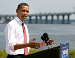 Democratic presidential nominee Sen. Barack Obama speaks with reporters in Jacksonville, Florida, during a press conference on Friday, June 20, 2008. (Joe Burbank/Orlando Sentinel/MCT) Image of Democratic presidential nominee Sen. Barack Obama speaks with reporters in Jacksonville, Florida, during a press conference on Friday, June 20, 2008. (Joe Burbank/Orlando Sentinel/MCT)