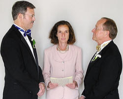 Mark Andrew and Bishop V. Gene Robinson were joined in a private civil union ceremony Saturday. The ceremony was performed in Concord, N.H., by Justice of the Peace Ronna Wise and was followed by a Image of Mark Andrew and Bishop V. Gene Robinson were joined in a private civil union ceremony Saturday. The ceremony was performed in Concord, N.H., by Justice of the Peace Ronna Wise and was followed by a
