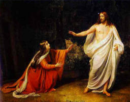 On the first day of the week, Mary of Magdala came to the tomb early in the morning, while it was still dark, and saw the stone removed from the tomb. (John 20) Image of On the first day of the week, Mary of Magdala came to the tomb early in the morning, while it was still dark, and saw the stone removed from the tomb. (John 20)