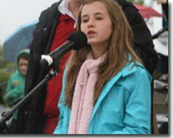 Lia rhetorically asked the crowd, 'Why do we think that just because a fetus can't talk, or do what we do, it isn't a human being yet? Could it be that we only call them humans if they're wanted? Fetuses are definitely human, knit together in their mother's womb by their wonderful creator,'Lia said, referencing Psalm 139. Image of Lia rhetorically asked the crowd, 'Why do we think that just because a fetus can't talk, or do what we do, it isn't a human being yet? Could it be that we only call them humans if they're wanted? Fetuses are definitely human, knit together in their mother's womb by their wonderful creator,'Lia said, referencing Psalm 139.