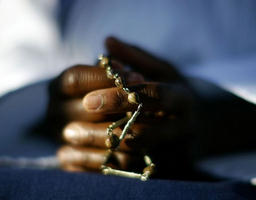 'At every step of the Rosary journey we encounter another human joy or sorrow. Through the rosary Jesus Christ takes us by the hand and leads us through every part of life, fulfilling his promises that he will never leave us and forsake us, and that we should cast all our burdens on Him, for He cares for us.' (Fr. Dwight Longenecker) Image of 'At every step of the Rosary journey we encounter another human joy or sorrow. Through the rosary Jesus Christ takes us by the hand and leads us through every part of life, fulfilling his promises that he will never leave us and forsake us, and that we should cast all our burdens on Him, for He cares for us.' (Fr. Dwight Longenecker)