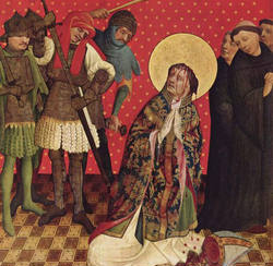 A late 15th century alabaster panel representing
the martyrdom of St. Thomas Becket.
<br>
<br>
'As successors of the Apostles, we hold the highest rank in our churches; we have accepted the responsibility of acting as Christ’s representatives on earth; we receive the honor belonging to that office, and enjoy the temporal benefits of our spiritual labors. It must therefore be our endeavor to destroy the reign of sin and death, and by nurturing faith and uprightness of life, to build up the Church of Christ into a holy temple in the Lord.'
Image of A late 15th century alabaster panel representing
the martyrdom of St. Thomas Becket.
<br>
<br>
'As successors of the Apostles, we hold the highest rank in our churches; we have accepted the responsibility of acting as Christ’s representatives on earth; we receive the honor belonging to that office, and enjoy the temporal benefits of our spiritual labors. It must therefore be our endeavor to destroy the reign of sin and death, and by nurturing faith and uprightness of life, to build up the Church of Christ into a holy temple in the Lord.'