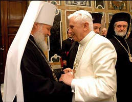 Pope Benedict and Patriarch Kirill know that virtue is the only bulwark against oppression. That’s why they exhort their flocks to moral virtue in almost identical language. Image of Pope Benedict and Patriarch Kirill know that virtue is the only bulwark against oppression. That’s why they exhort their flocks to moral virtue in almost identical language.