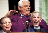 The consecration of Mary Glasspool (lower right), attended by over 3,000 communicants, also included a second woman bishop, Diane Jardine Bruce (lower left), who will also serve as a suffragan. Image of The consecration of Mary Glasspool (lower right), attended by over 3,000 communicants, also included a second woman bishop, Diane Jardine Bruce (lower left), who will also serve as a suffragan.