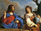 Jesus at the well with the Samaritan woman. Image of Jesus at the well with the Samaritan woman.