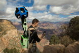 A hiker captures panoramic images of the Grand Canyon for Google. Image of A hiker captures panoramic images of the Grand Canyon for Google.