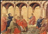 Jesus in the Temple at Twelve, by Duccio Image of Jesus in the Temple at Twelve, by Duccio