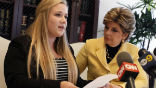 Monica Amestoy, 18, is being represented by Gloria Allred. The offense occurred last October and the perpetrator has pled guilty. Image of Monica Amestoy, 18, is being represented by Gloria Allred. The offense occurred last October and the perpetrator has pled guilty.