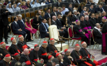 The empty papal chair set out for Pope Francis. It remained empty as the Holy Father worked. Image of The empty papal chair set out for Pope Francis. It remained empty as the Holy Father worked.